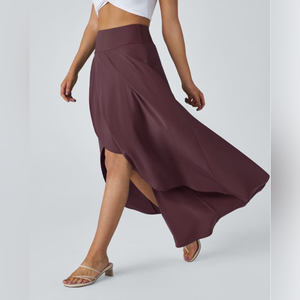 [NWT] HALARA Burgundy High-Low Maxi Skirt